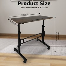 80x40cm Mobile Standing Desk - Ergonomic Adjustable Height Table with Wheels