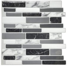 Art3d 5 Pk Peel & Stick Kitchen Backsplash Tiles 12" Marble Grey Self Adhesive