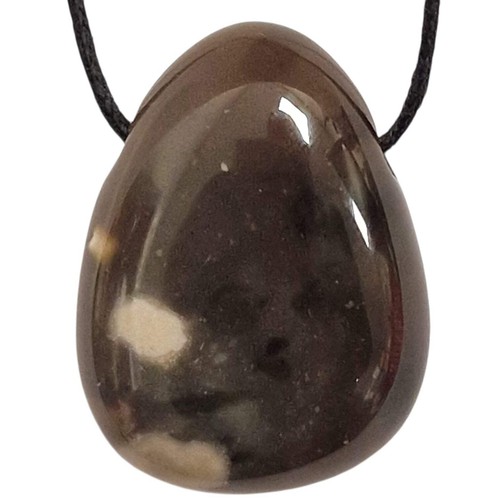 Flint drilled tumble stone - drilled,