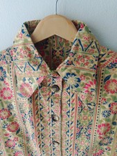 Vintage 60s beagle collar Mini shirt dress flower print size Small cotton blend