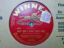 HURLINGHAM CLUB ORCHESTRA - Why Did I Kiss That Girl / Heather Bells 78 rpm disc