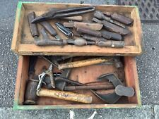 Vintage Shoe Cobblers Work Tool Plus Other Bits in Wooden Chest.