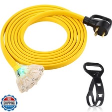 Tellegloww 15ft RV Generator Cord TT-30P to 3x 5-20/5-15R, 30A 110V 10 AWG