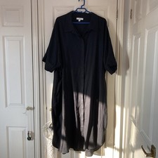 M & S Black Linen Feel Shirt Dress Size 24