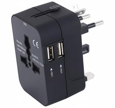 Worldwide Universal Travel Adapter Charger Socket Plug Adaptor & Dual USB Port