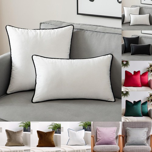 Velvet piped edge cushion - velvet,