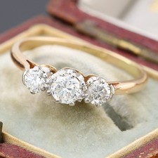 Vintage 0.60ct Diamond Trilogy Ring in 18ct Yellow Gold and Platinum