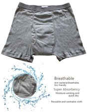 UK Men Cotton INCONTINENCE Pants WASHABLE WITH PAD Briefs Knickers Adult