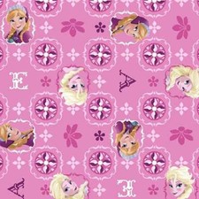 Fat Quarter FQ Disney Frozen Pink Glitter Elsa Anna 100% Cotton Quilting Fabric