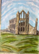 Whitby Abbey mixed media on