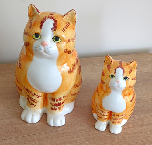 Ceramic tabby cat - cat, kitten