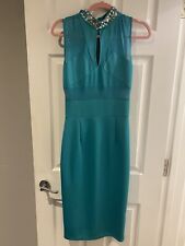 Turquoise Pink Boutique Dress, bodycon with mesh mid-drift, back and above bust