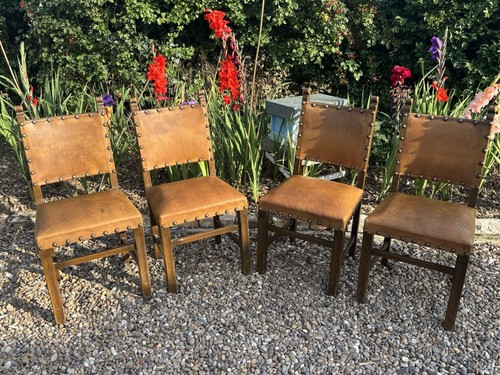 Vintage leather dining chairs - leather,