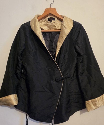 Black satin chinese wrap - black,