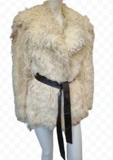 Real Sheepskin&Mongolian Fur Lady's Afghan Vintage Jacket Sz XS S 6 8 10 VGC 