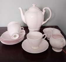 Tuscan Vintage Baby Pink Bone China Demi-Tasse Espresso Cup & Saucer Set Of 3.