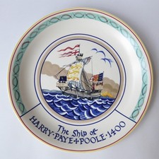 Poole Pottery collectable charger plate, Ship of Harry Paye 1400 pirate, 10.5"