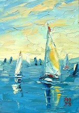 Yachts Original Oil Painting