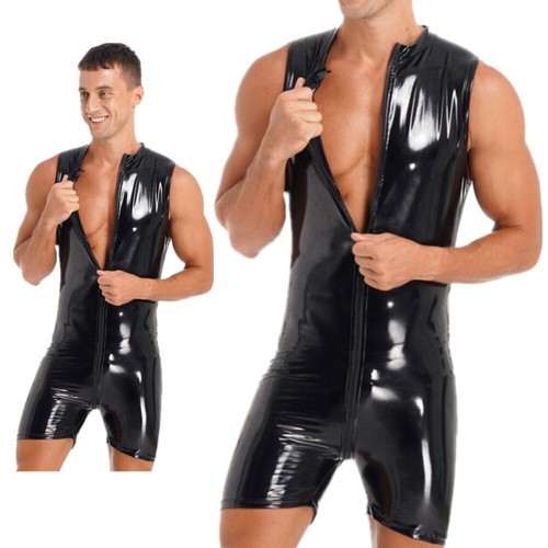 Mens latex catsuit pvc - pvc, leather