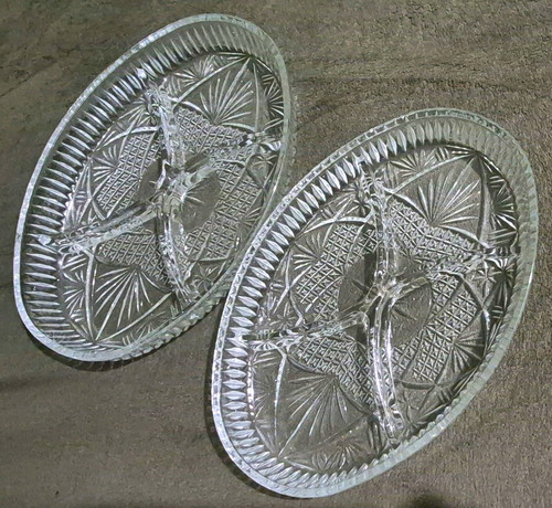 Clear cut glass oval - 2x,