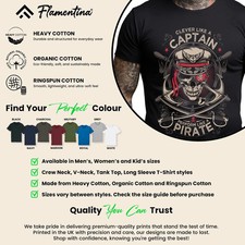 Captain Pirate Navy Mens Tshirt Ship Anchor Skull T-shirt Sailor Roger Tee D018