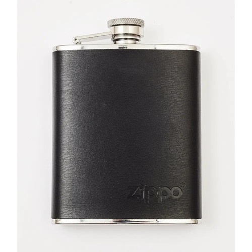Zippo hip flask black leather - zippo,