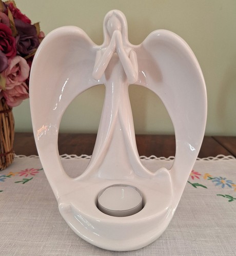 Vintage white ceramic angel - white, at