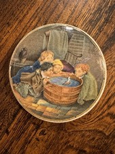 Victorian Pratt Ware Pot Lid “children Sailing Boat In A Tub” 7 Cm