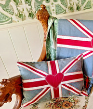 Jan Constantine cushion Union Jack small 46 x 32cm 100% wool. Pre Loved
