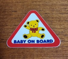 Vintage Baby On Board Sticker Decall Teddy Bear Warning Triangle
