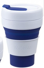 355ml Collapsible Coffee Cup Pop Up Travel Mug & Lid 12oz BPA free Blue MyBento
