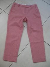 M&S COTTON TROUSERS CHINO 12 summer capri red white tapered leg pedal pusher