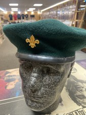 Vintage Boy Scout Wool Beret Hat Cap Green The Scout Association