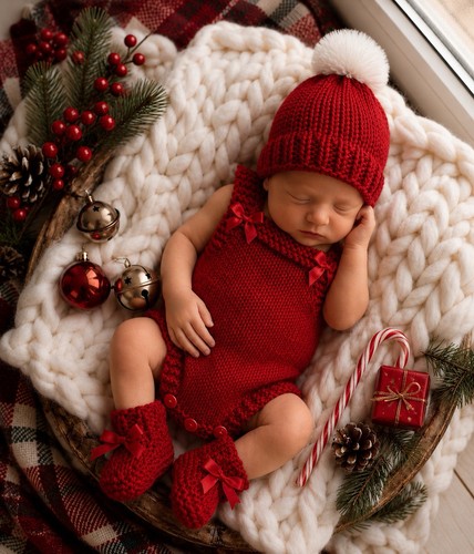 Hand knitted christmas baby - knitted,