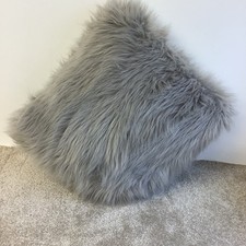 Large Next Grey/Silver Faux Fur Cushion With Pad 50cm x  50cm VGC