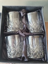 Thomas Webb Crystal Whisky Glasses Set of 4 Boxed Unused.