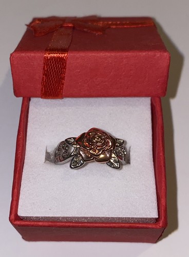 Silver rose shaped - ring, ~