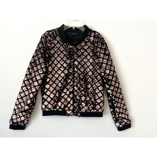 Rose gold sequin bomber - sequin, jacket