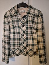 VINTAGE 60s/70s WINDSMOOR JKT SIZE 14 GREEN, BLACK & WHITE CHANEL VIBE