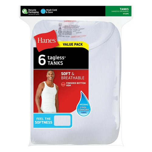 Hanes men cotton ribbed tank - cotton,