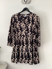 Ladies White Stuff Black & Beige Smock Style Tunic Top, UK Size 12, Good Conditi