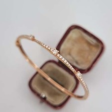 18ct Pink Gold 0.65ct Diamond Line Tennis Style Bangle Hinged Bracelet  18k 750