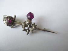 Art Deco brooch cutlass sword sterling silver & stones - 50 mm