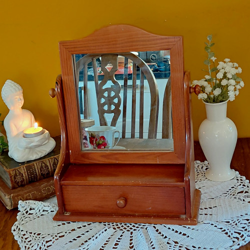 Vintage wooden vanity mirror - wooden,