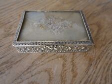 SMALL ANTIQUE VICTORIAN BRASS DECORATIVE LIDDED BOX ,PIANO HINGED