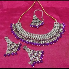 LATEST STYLE FANCY CHOKER NECKLACE SET WITH EARRING AND TIKA for WEDDING