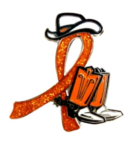 Orange ribbon pin - ribbon, awareness