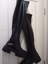 Black Faux Leather Knee High