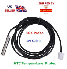 NTC Thermistor Temperature Sensor Waterproof Probe 25mm 10K 1% 3950 1m cable UK.