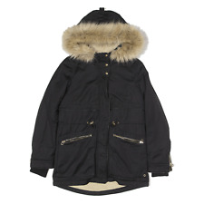 ZARA TRF Faux Fur Lined Womens Parka Coat Black Hooded XS